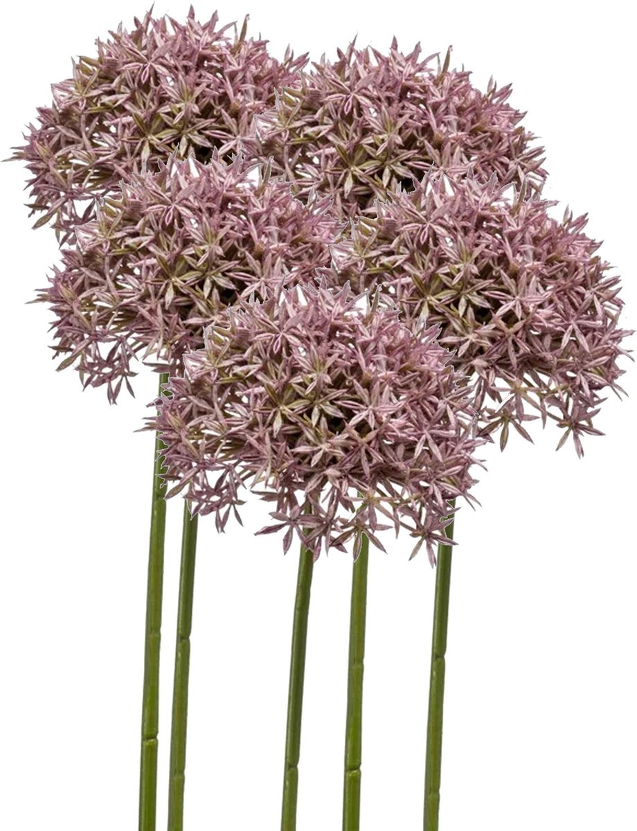 Emerald Allium/Sierui kunstbloem - 5x - losse steel - lila - 62 cm - Natuurlijke uitstraling