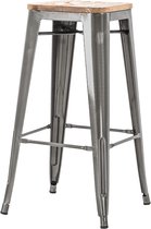Legend Metalen barkruk industrieel metaal - met houten zitting - 65 cm