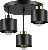 Plafondlamp 3-voudig zwart - Goud | metaal | 3x E27 fitting | Ø30cm