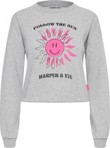 Harper & Yve Smiley-sw Truien & vesten Dames - Sweater - Hoodie - Vest- Grijs - Maat XL