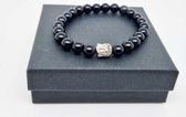 Handgemaakte Natuursteen Armbanden "Obsidian" 8 mm - Met vorm Boeddha - Een bijzonder cadeau voor vrienden en familie