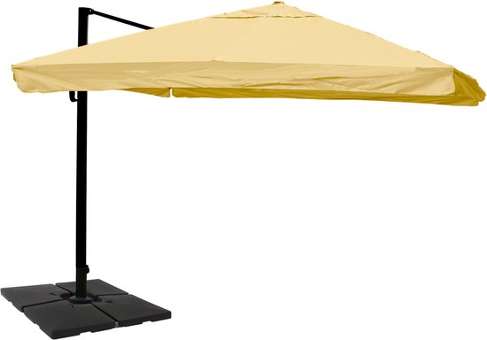 Cosmo Casa Catering Zweefparasol - Parasol - Polyester/Aluminium - 26kg - Crème - Klep - Met Standaard - Draaibaar - 3x4m (Ø5m)