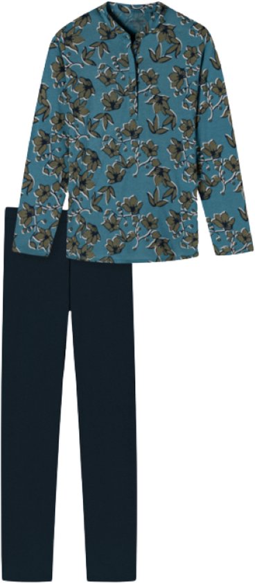 Schiesser Dames Pyjama Bloemenprint Petrol 46