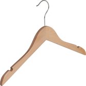 De Kledinghanger Gigant - 30 x Blousehanger / shirthanger / kinderhanger lotushout naturel gelakt met rokinkepingen, 36 cm