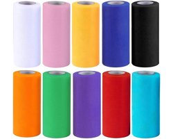 Rol tule 10 rollen tule stof 15 cm 65 yard meerkleurig tule rol tule band voor tutu, rok, bruiloft, feest, banket, rok, kleding, decoratie, handwerk