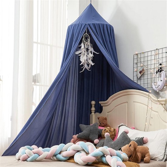 Odot Bedhemel voor meisjes, stijl met kwastjes, bedhemel, kinderbedhemel, erfelijkheid, gordijn in solide kleuren, tegen muggenbeten voor kinderbed, kinderbed, decoratie (65 cm, antraciet