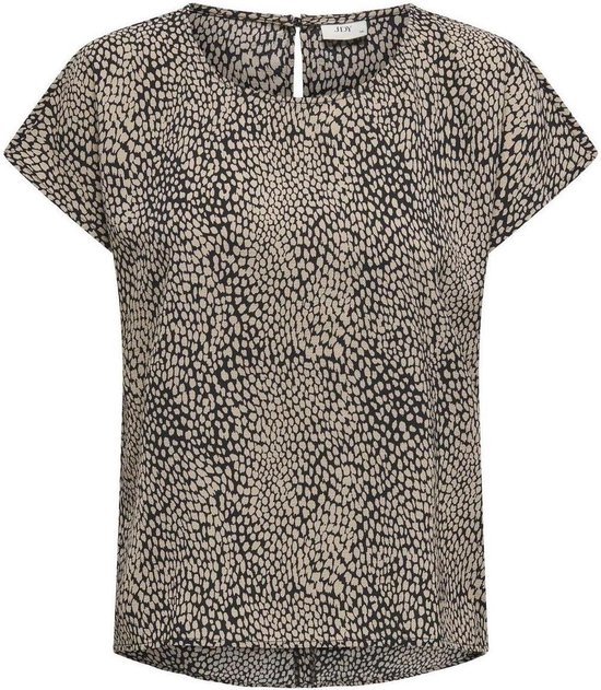 Jacqueline de Yong T-shirt Jdypiper S/s Top Wvn Dia 15234106 Black/humus Grap Dames Maat - 34