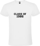 Wit T-Shirt met “Class of 1986 “ Afbeelding Zwart Size L