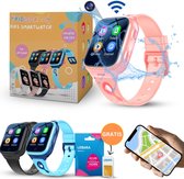 KidWorld Smartwatch Kinderen | Met gratis Lebara simkaart incl. €15 beltegoed en 50MB | Met HD-camera, GPS en 4G Verbinding | 1000 mAh Batterij | Waterdicht | Roze | GPS horloge kind | Kinder smartwatch