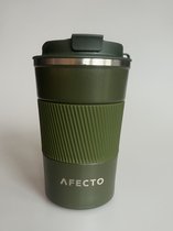 Tasse à café à emporter Afecto avec capteur de température | café à emporter | coupelle isolante verte | réutilisable | contenu 380 ml
