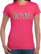 Diva slangen print tekst t-shirt roze dames XS