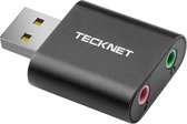 Tecknet USB naar Audio Adapter | Externe Stereo Sound Adapter Aluminum | externe geluidskaart | 3.5mm audio poorten