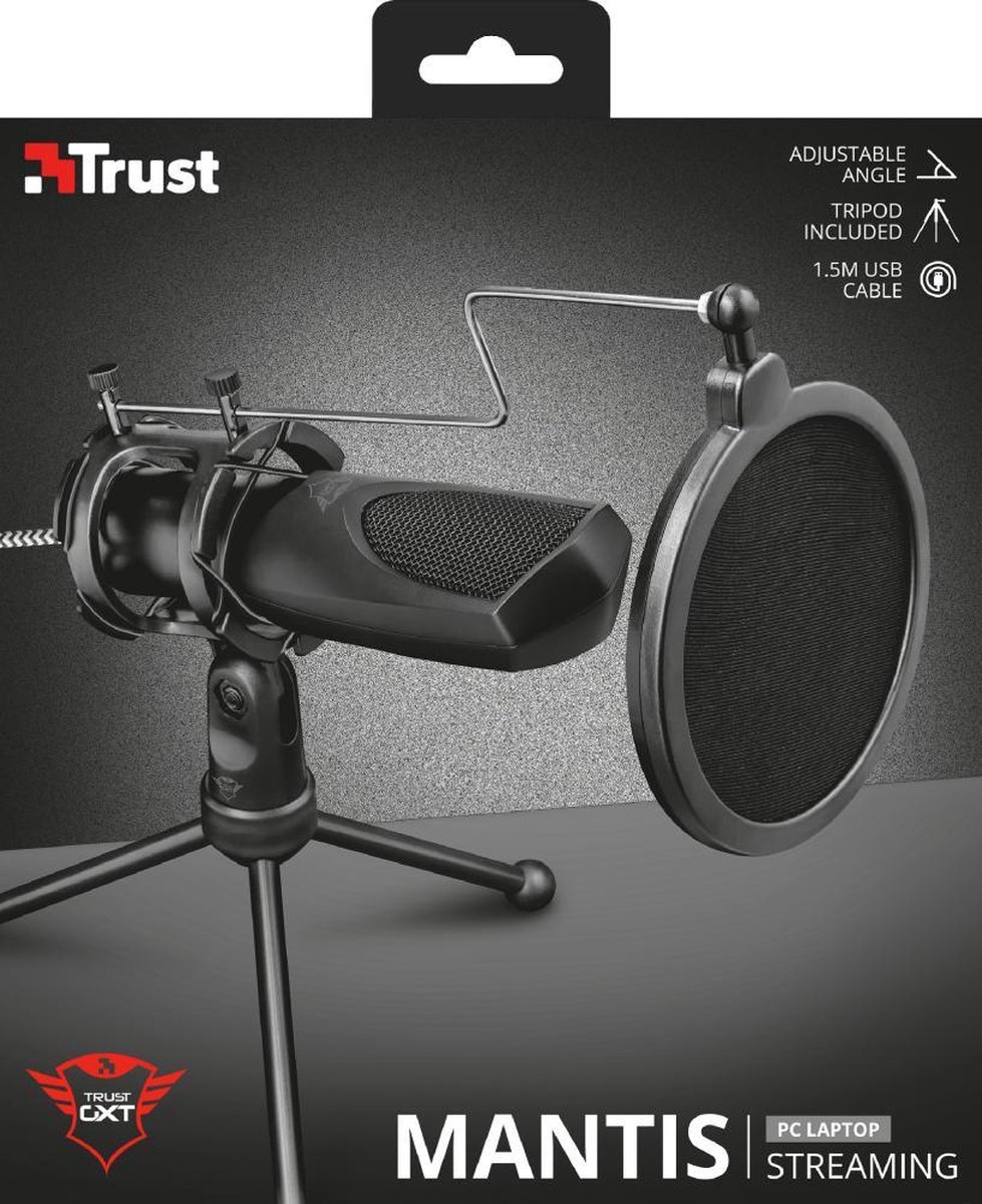 Trust GXT 232 Mantis - Microfoon - Gaming & Streaming - USB - Zwart - PS5 |  bol.com
