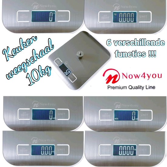 Digitale Precisie Keukenweegschaal RVS - met Tarra Functie - Tot 10 kg - Inclusief Batterijen - now4you