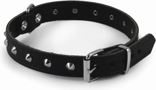 Nobby halsband leer, noppen zwart 55-60 x 3 cm - 1 st