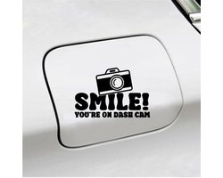 Bumpersticker - Smile Youre On Dash Cam - 10x15 Bumpersticker - Zwart