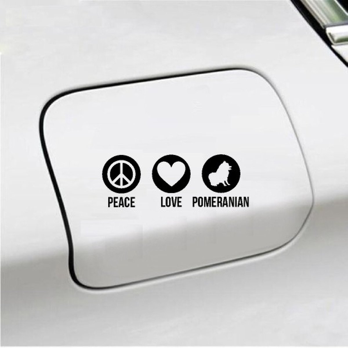Bumpersticker - Peace Love Pomeranian - 20x9.3 - Zwart