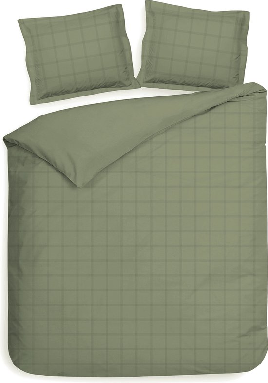 Housse de couette Heckettlane Diamante - Lits-jumeaux - Satin de coton - 260x200-220cm - Vert