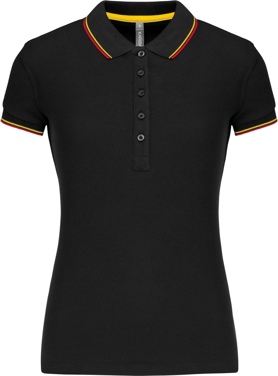 Kariban Damespolo korte mouwen K251 - Black / Red / Yellow - M