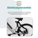 Zwart kettingslot bevestigd aan een elektrische fiets.