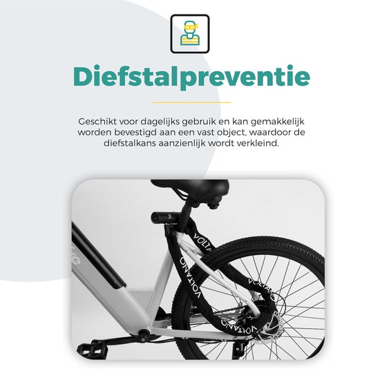 Zwart kettingslot bevestigd aan een elektrische fiets.