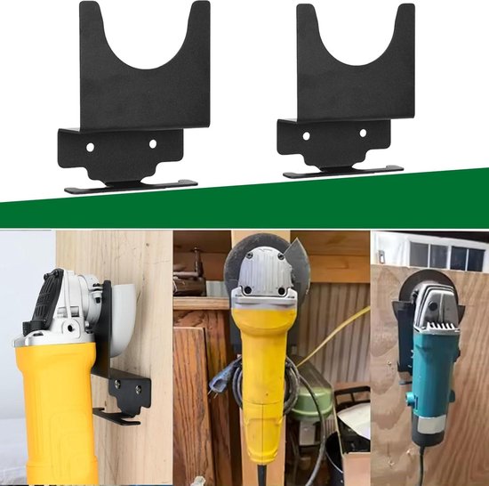 thumbnail: Haakse Slijper Houder - Wandhouder Voor Einhell, Makita, Bosch - Voor 110-125 Mm Slijpers - Staal