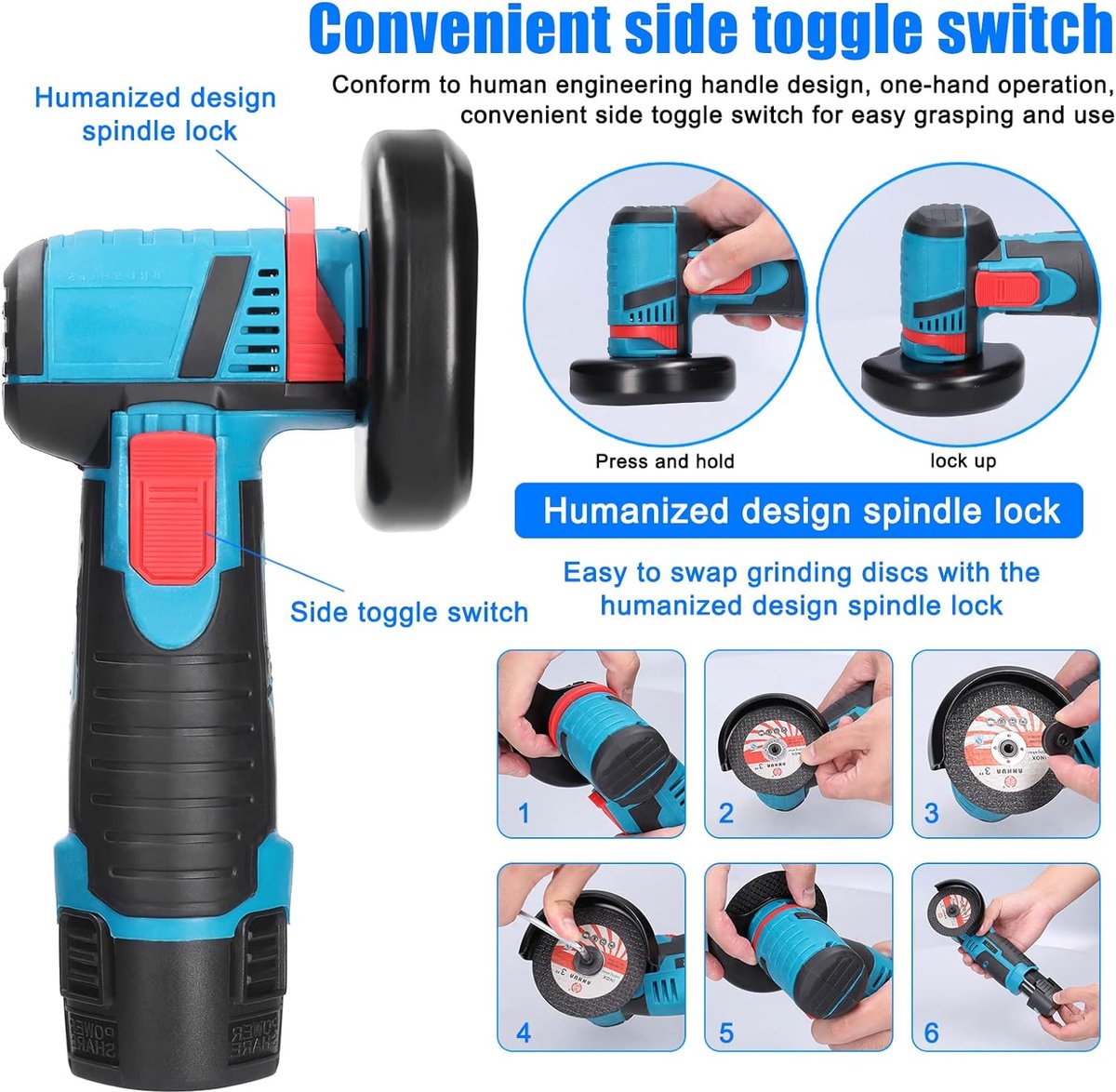 Mini haakse slijper, 16,8 V accu Mini Flex /28000 rpm/76 mm mini accu haakse slijper, ideaal voor snijden, polijsten en slijpen