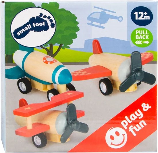 Small Foot - Houten Pull-back Vliegtuigen, Set van 3 van Small Foot — afbeelding 5