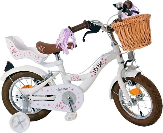 Volare Blossom Kinderfiets Meisjes 12 inch Wit Twee handremmen van Volare — afbeelding 3
