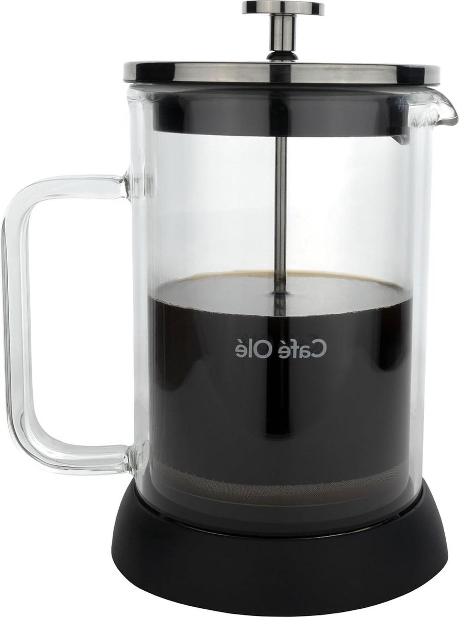 Dubbelwandige glazen cafetiere Franse pers - antislipbodem - 6 espressokopjes - 800 ml