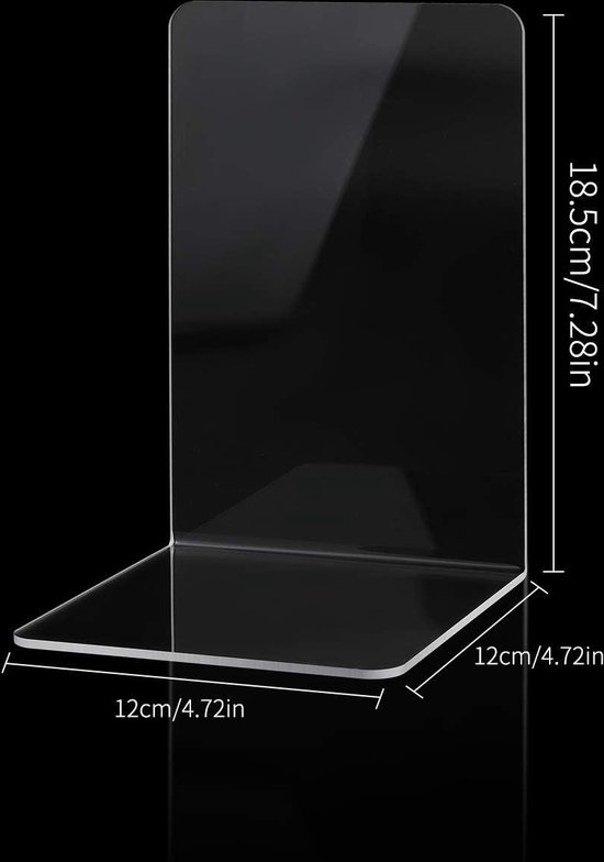 Acryl boekensteunen voor planken, 6 stuks, transparant acryl