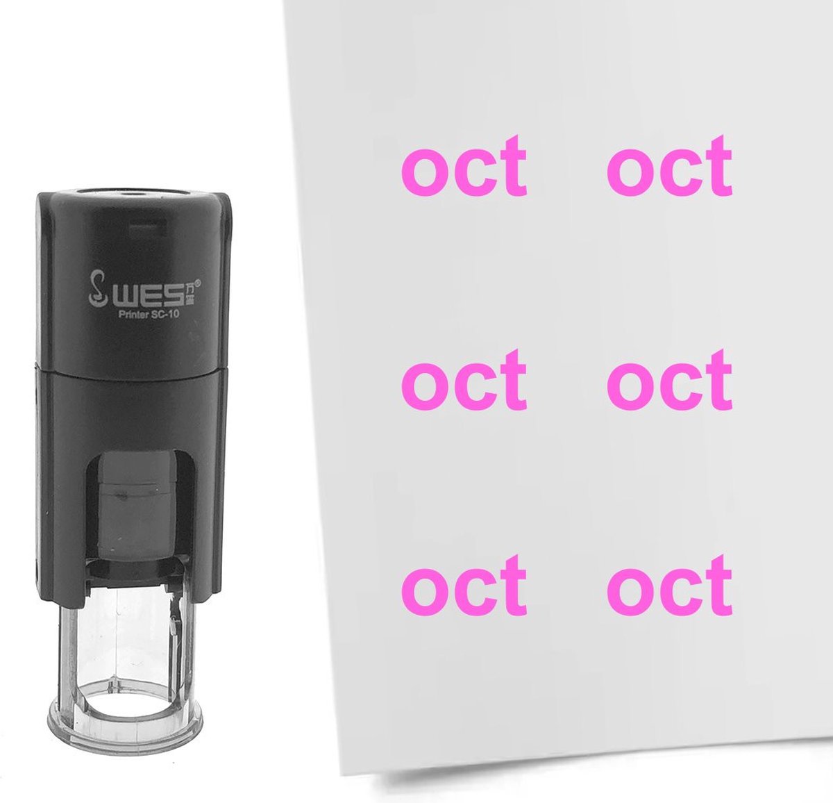 CombiCraft Stempel maand October 10mm rond roze inkt per 1 stuk