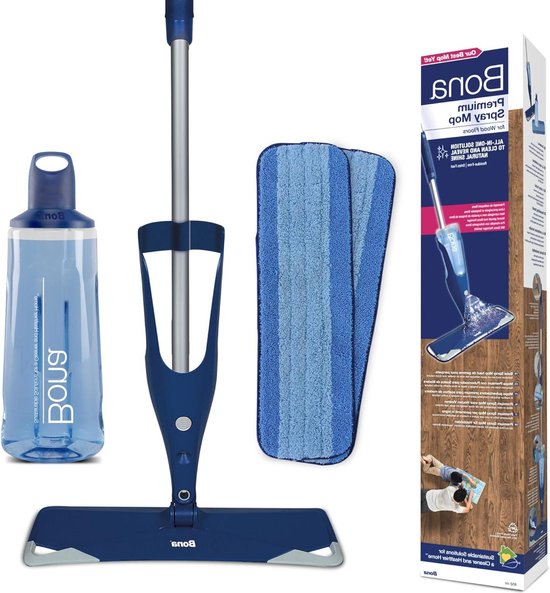 Système de nettoyage par pulvérisation avec nettoyant pour sols en bois et tampons de nettoyage en microfibre - Séchage rapide et sans traces