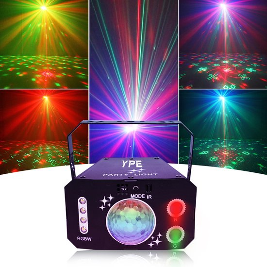 Foto: Ype discolamp party lights disco licht party laser mini multifunctionele disco lamp lasers discobal en led verlichting afstand bestuurbaar geluid gestuurd automatisch en stroboscoop effect