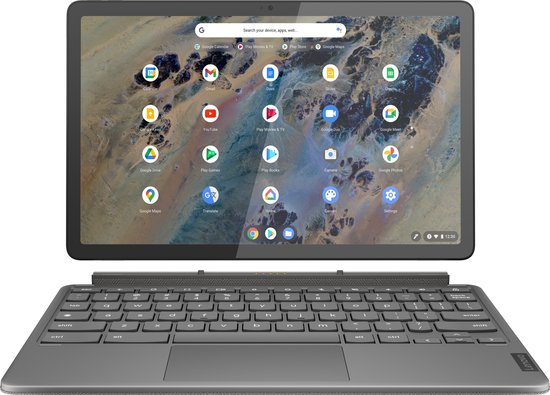 Lenovo IdeaPad Duet 3 Chrome 11Q727 Qualcomm Snapdragon 7c Gen 2 Chromebook 27,8 cm (10.9") Touchscreen 2K 4 GB LPDDR4x-SDRAM 64 GB eMMC Wi-Fi 5 (802.11ac) ChromeOS Duits Grijs