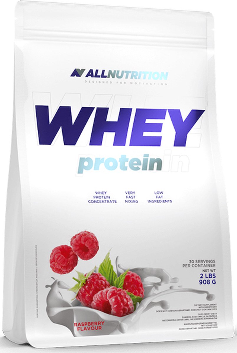 Goedkoopste AllNutrition | Whey protein | Raspberry | 908gr 30 servings | Eiwitshake | Proteïne shake | Eiwitten | Whey Protein | Whey Proteïne | Supplement | Concentraat | Nutriworld