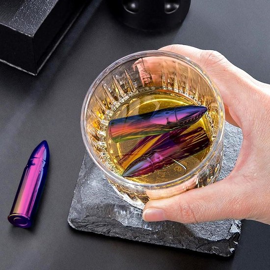 Roestvrijstalen whiskey gouden ijsblokjes, herbruikbare drank ijsblokjes, heren, vader, beste man, echtgenoot verjaardag whisky edelsteen geschenkdoos, 8 gouden stukken clip (robotstijl
