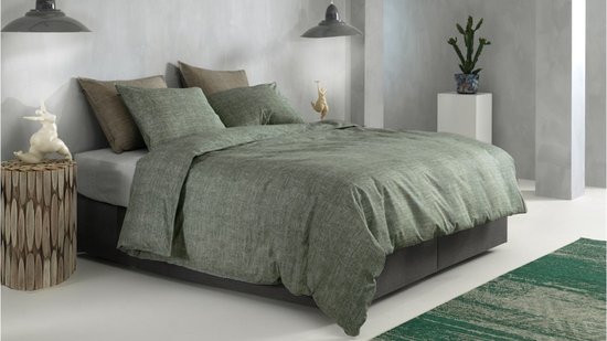 Zohome Dekbedovertrek Lino - Effen Bedlinnen - 140x220 - Groen - Dekbedhoes van 100% Katoen van Zohome — afbeelding 4
