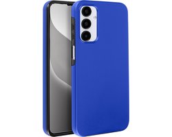 Avizar Hoes Geschikt voor Samsung Galaxy A25 Achter Stijf Voor Zacht Tactiel, Blauw