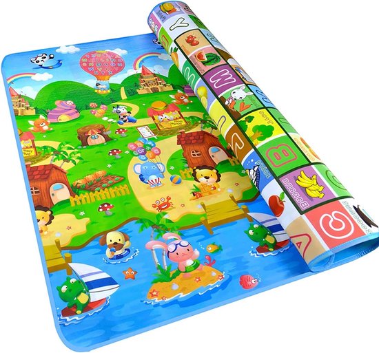 Mamabrum speelkleed paarden en letters - dubbelzijdig xxl - opvouwbaar 1 cm dik - speelmat - speeltapijt - baby - foam - 180 x 200 cm - speelgoed kopen? | Korting tot 45