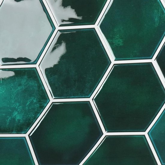 6 Pieces Green Marble Hexagon Tile Stickers Self-Adhesive Wall Tiles ...