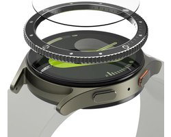 Ringke Bezel Styling + Tempered Glass Geschikt voor Samsung Galaxy Watch 7 44MM - RVS Watch Cover + Screen Protector - 44-99 Zwart
