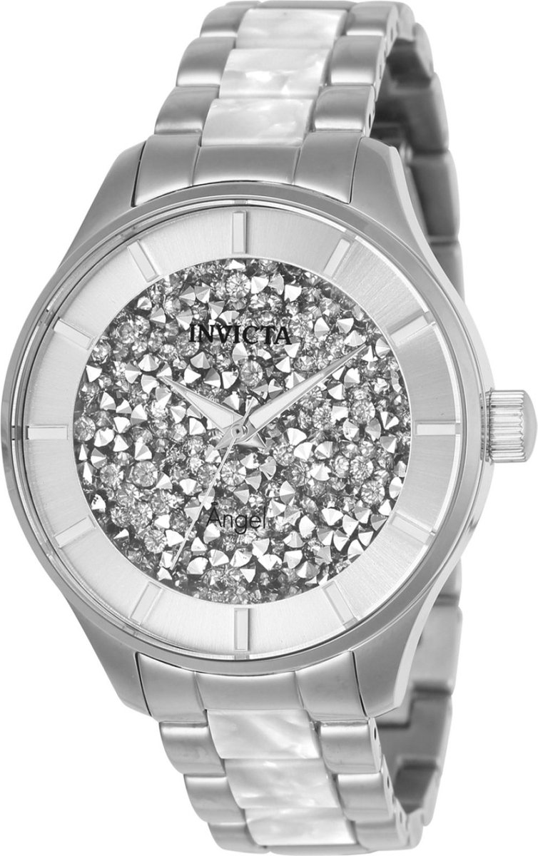Invicta Angel 24667 Dames Horloge - Waterdicht - Analoog - Quartz Uurwerk - Roestvrij Staal met zilveren Wijzerplaat - 40mm