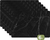 Napperons - 6 pièces - 45x30 cm - Set de table en plastique - Imprimé marbre - Zwart - Assiettes d'assiettes - Décoration pour la table - Accessoires de décoration de table de Cuisine - Tapis en Vinyl - Décoration de table