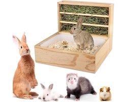 Hooiruf voor knaagdieren - 2-in-1 hooi voederdispenser - konijnen en cavia's - hooiruif voor konijnenhok - 43 x 135 x 315 cm