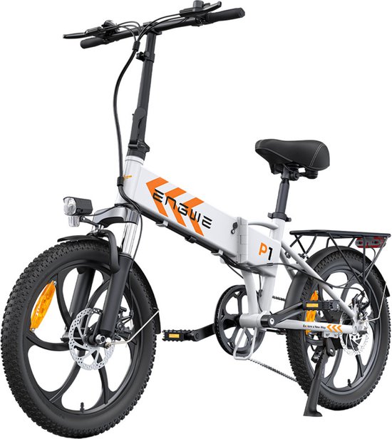 Foto: Engwe l20 boost elektrische fiets actieradius 120km verwijderbare batterij 48v13ah motor 250w shimano 7 versnellingen met voor schokdemper mechanische schijfremmen 20 inch commuter e bike fatbike groente