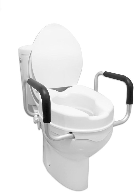 Foto: Toiletverhoger met armleuningen 10 cm verhoogde toiletbril ouderen wc verhoger lifter raised toilet seat wit