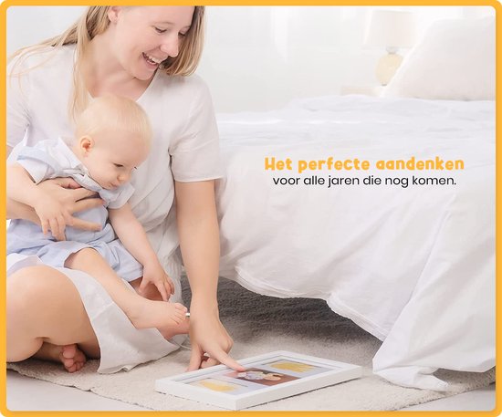 Frummel Fotolijst Baby (33 x 18 cm) - Klei Afdruk (Gipsafdruk baby) - Beter dan gips afdruk - Hand Voet Afdruk - Kraamcadeau Meisje / Kraamcadeau Jongen