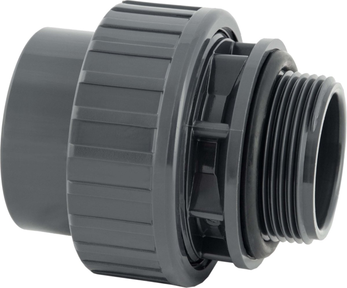 Koppeling met O-ring 63mm x 2 buitendraad 10bar - grijs