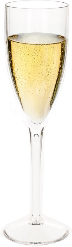 Verre à champagne/prosecco incassable plastique transparent 15 cl/150 ml - Verres/flûtes à champagne incassables